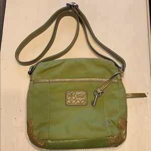 Fossil green crossbody canvas and leather